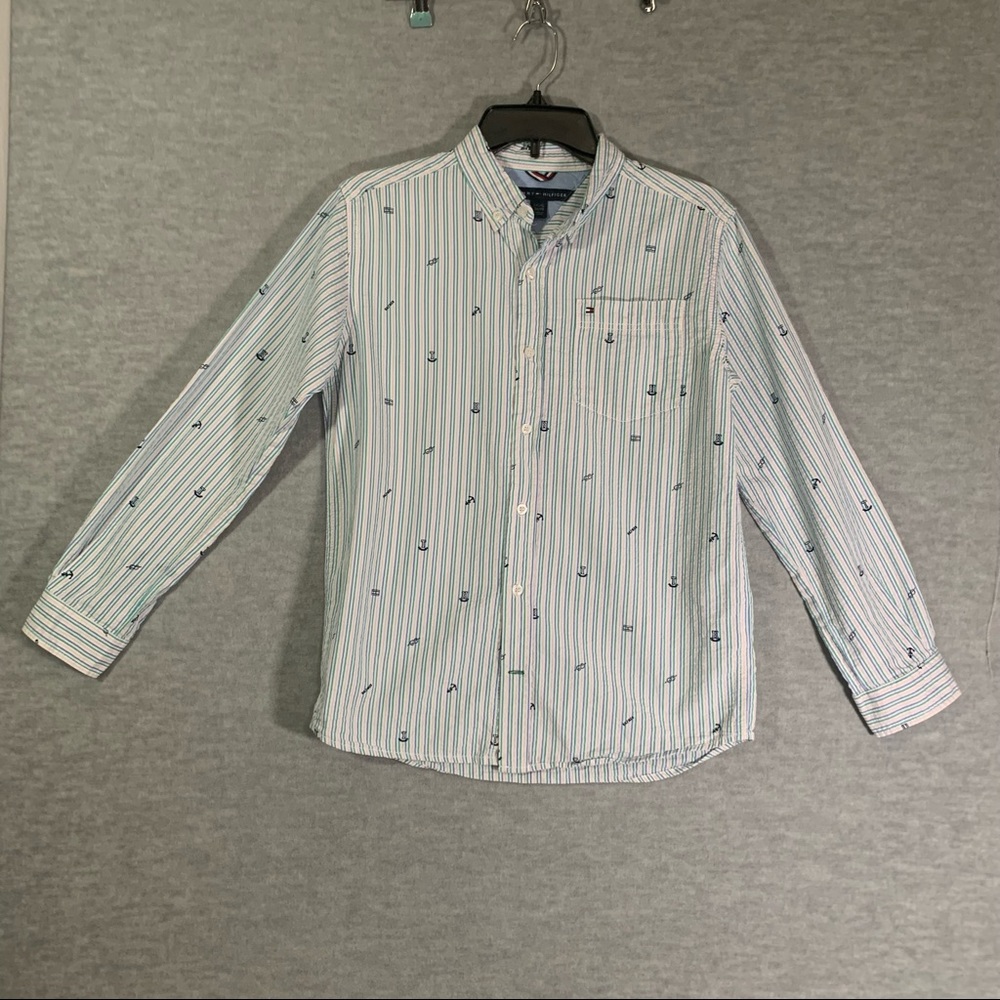 Tommy Hilfiger Youth Boys  Long  Sleeves Multi-Color Dress Shirt SZ Large 16/18